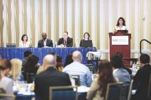 Dr. Venita Chandra of Stanford University provided general surgery residents with a program director’s perspective on interviewing and preparing fellowship applications during a program breakfast for the residents Thursday morning.