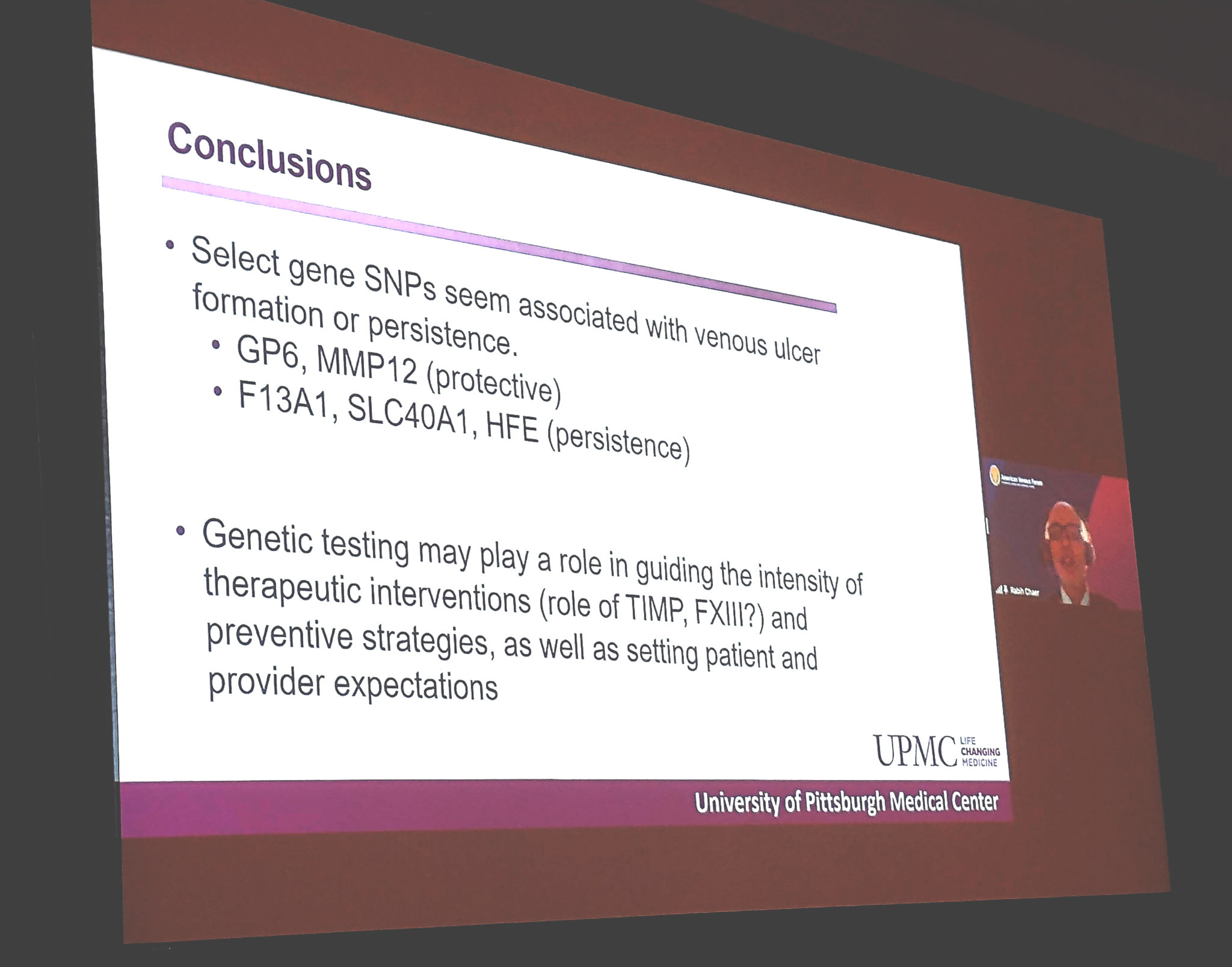 Select gene SNPs found to be associated with venous ulcer formation and persistence